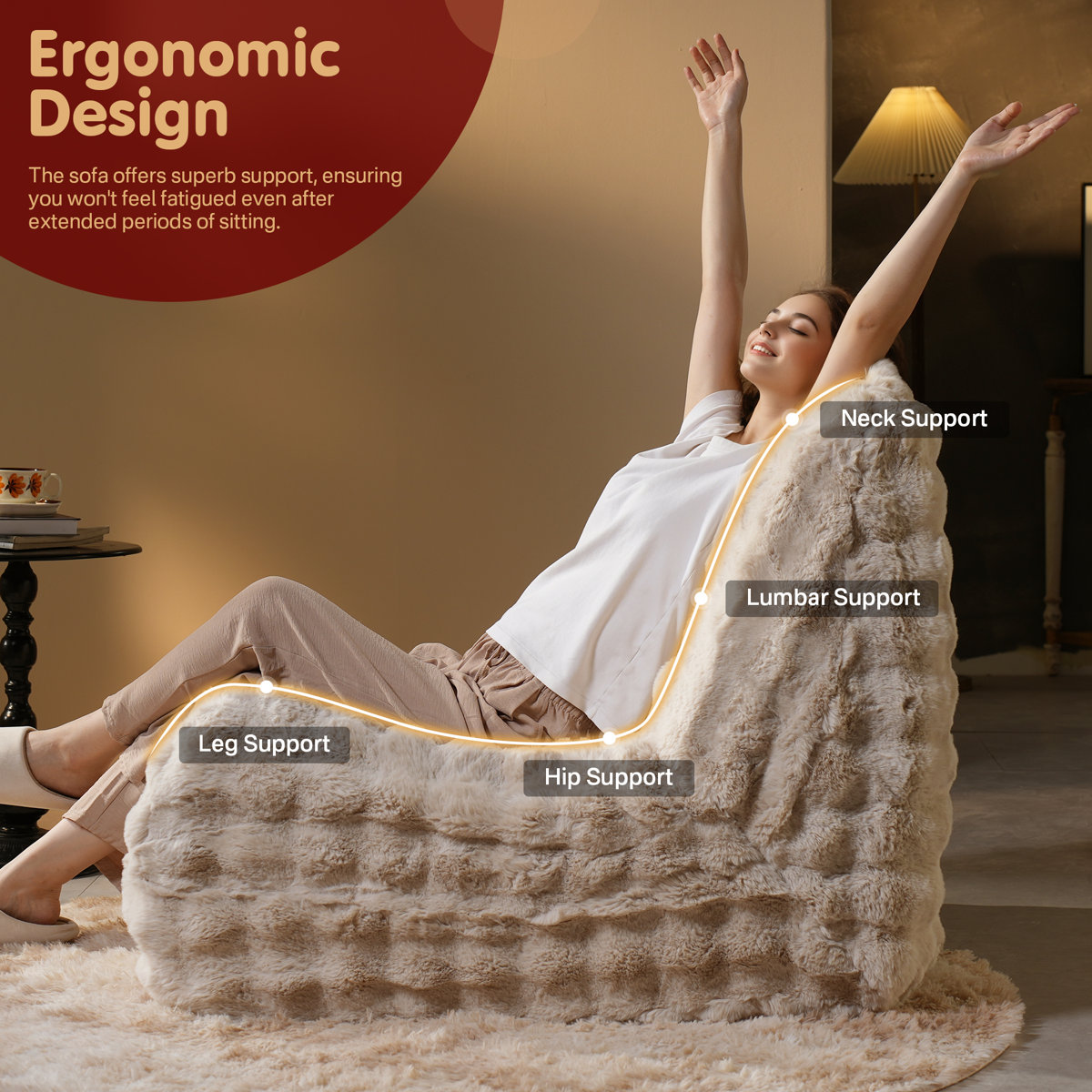 Hogle Armless Bean Bag Chair Lounger Fireside Chair Mid Century Foam Chair, No Assembly Required